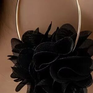 Elegant Black Floral Hoop Earrings
